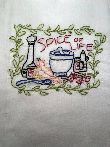Millie's Tea Towels, Hand Embroidered: Spice of Life (9 to choose from)