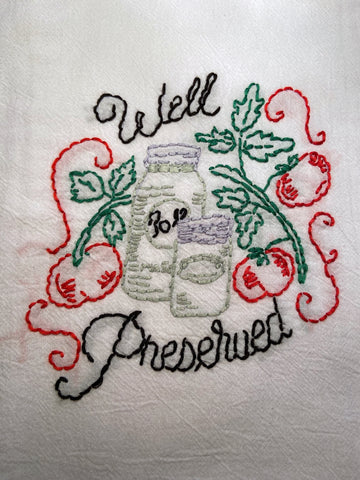Millie's Tea Towels, Hand Embroidered: Well Preserved (7 to choose from)
