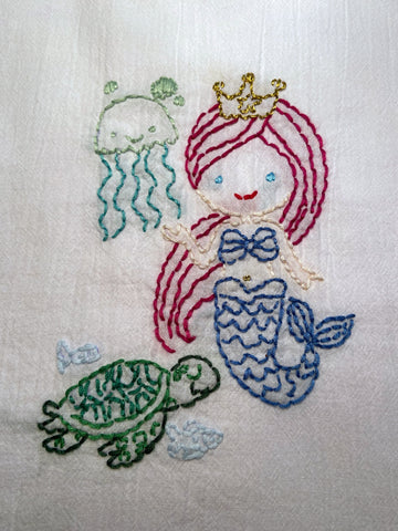 Millie's Tea Towels, Hand Embroidered: Mermaids (9 to choose from)