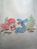 Millie's Tea Towels, Hand Embroidered: Mermaids (9 to choose from)