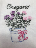 Millie's Tea Towels, Hand Embroidered: Herb Collection (10 to choose from)