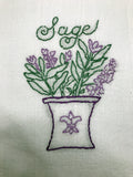 Millie's Tea Towels, Hand Embroidered: Herb Collection (10 to choose from)