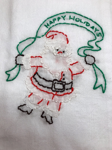 Embroidered Holiday Tea Towel, Christmas Present, Patty Bzz