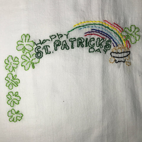 Millie's Tea Towels, Hand Embroidered: Happy St. Patrick's Day