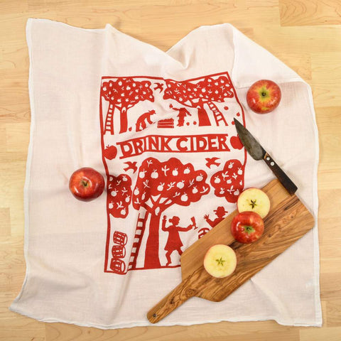 Flour Sack Tea Towels: Drink Cider