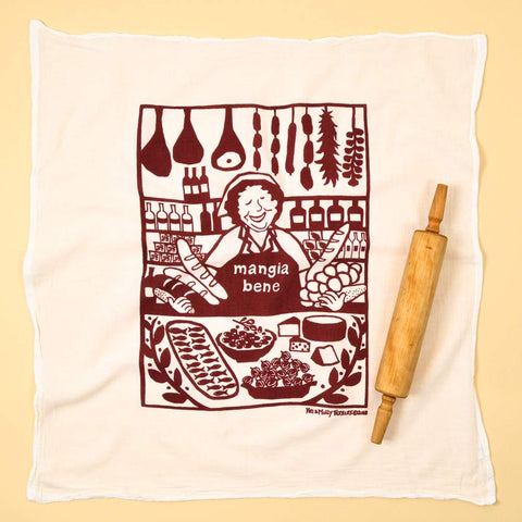 Flour Sack Tea Towels: Mangia Bene