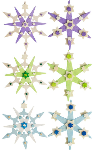 German Christmas Ornament: Snowflakes, Set of 6