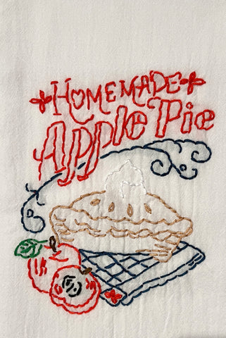 Millie's Tea Towels, Hand Embroidered: Pie! (7 to choose from)