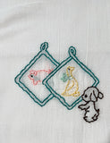 Millie's Tea Towels, Hand Embroidered: Kitchen Puppies (8 to choose from)