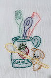 Millie's Tea Towels, Hand Embroidered: Kitchen Puppies (8 to choose from)