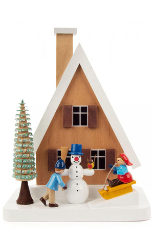 German Incense Smoker: Smoke House and Snowman