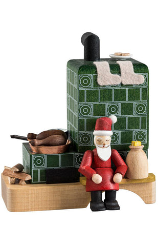 German Incense Smoker: Santa Warming Himself at the Stove
