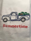 Millie's Tea Towels, Hand Embroidered: Vintage Seasonal Trucks (5 to choose from)