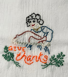 Millie's Tea Towels, Hand Embroidered: Thanksgiving Collection (8 to choose from)
