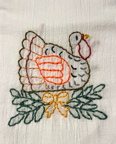 Millie's Tea Towels, Hand Embroidered: Thanksgiving Collection (8 to choose from)