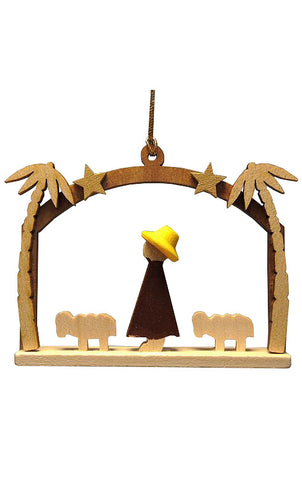 German Christmas Ornament: Window with Shepherd & Sheep