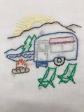 Millie's Tea Towels, Hand Embroidered: Gone Camping Collection (9 to choose from)