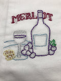 Millie's Tea Towels, Hand Embroidered: Wine Lovers' Collection (6 to choose from)