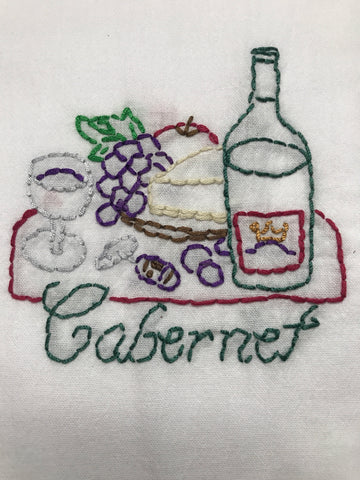 Millie's Tea Towels, Hand Embroidered: Wine Lovers' Collection (6 to choose from)