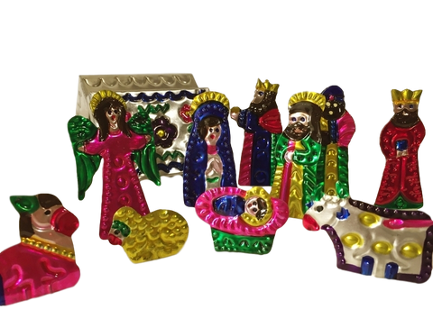 Mexican Tin Nativity in Box, Small