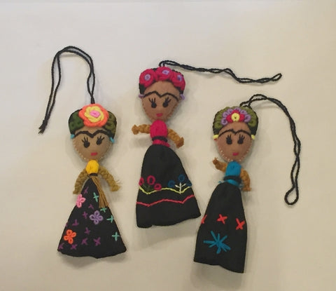 Mexican Embroidered Frida Doll