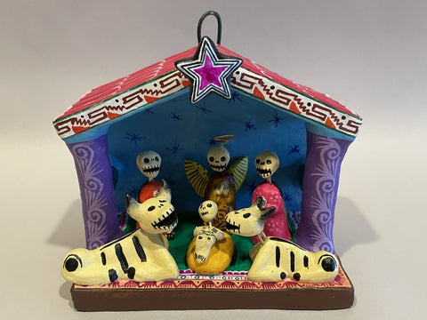Mexican Day of the Dead Nativity in Creche
