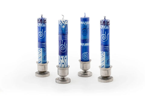 Hamsa Shabbat Candles, Handcrafted, Set of 4