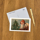 Postcard: Christmas Greetings, Santa and Tree