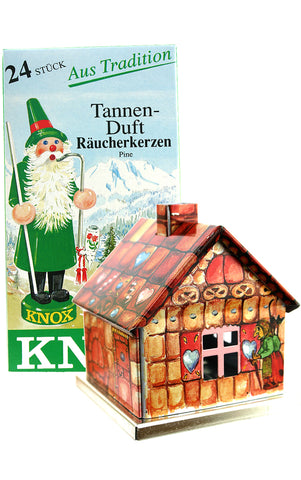 German Incense Smoker: Metal Winter Cottage Boxed Set
