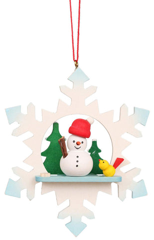 German Christmas Ornament: Snowflake with Snowman