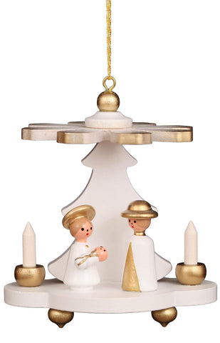 German Christmas Ornament: White Pyramid with Holy Family