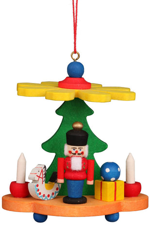 German Christmas Ornament: Colorful Pyramid with Nutcracker