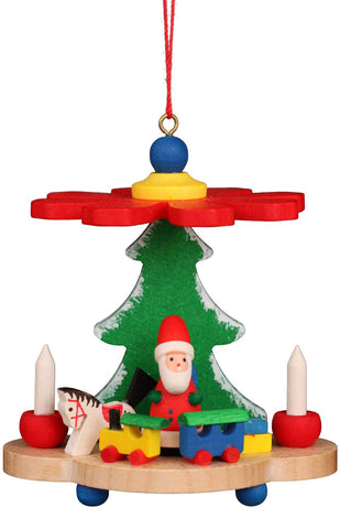 German Christmas Ornament: Colorful Pyramid with Santa