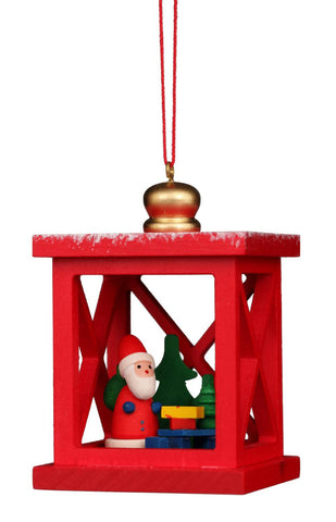 German Christmas Ornament: Lantern with Santa