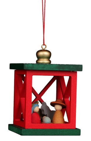 German Christmas Ornament: Lantern with Nativity Scene