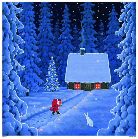 Advent Calendar: Tomte Approaching Cottage