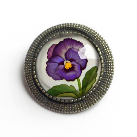 Purple Pansy Brooch, Handmade in Detroit