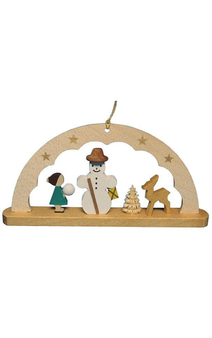 German Christmas Ornament: Snowman in Arch