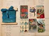 Silk Ribbon & Gift Card Set: Peacock Blue with Floral & Nature Tags