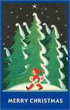 Postcard: Merry Christmas, Child Walking in Snow