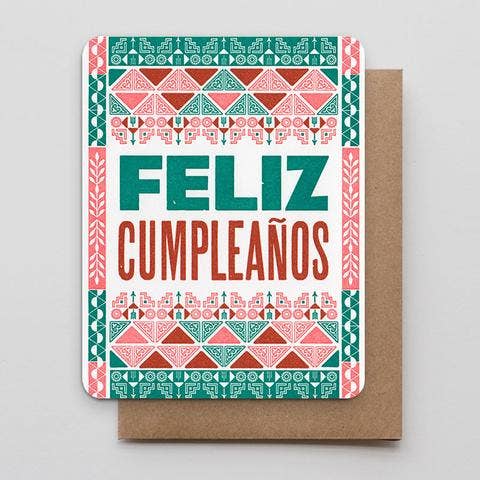 Feliz Cumpleaños Card, Letterpress Printed