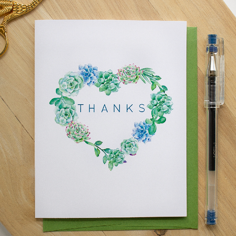 Thank You Card: Succulent Heart