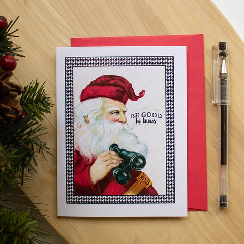 Christmas Card: Santa with Binoculars