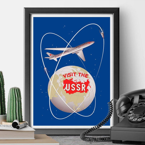 Art Print: Visit the USSR, with Sputnik (14" x 11")