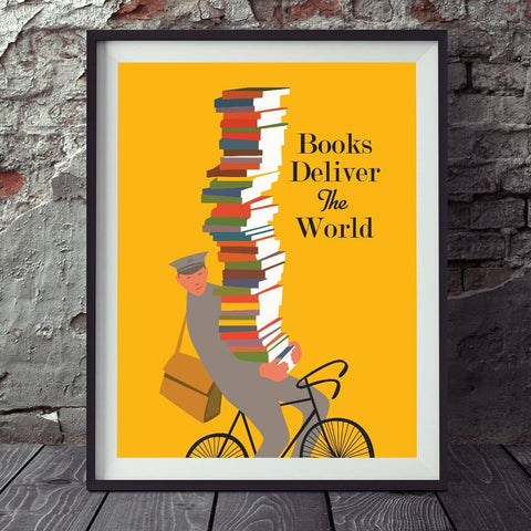 Art Print: Books Deliver The World (14" x 11")