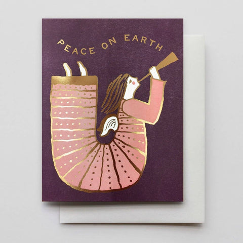 Peace on Earth Angel Card, Letterpress & Foil Printed