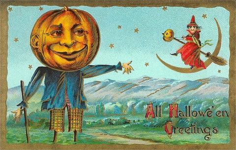 Postcard: Jack O' Lantern Scarecrow