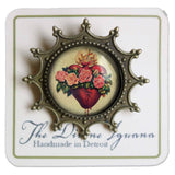 Immaculate Heart of Mary Brooch, Handmade in Detroit