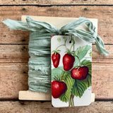 Silk Ribbon & Gift Card Set: Sea Foam Blue with Strawberry & Butterfly Tags
