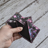 Corner Bookmark, Embroidered: Black Florals